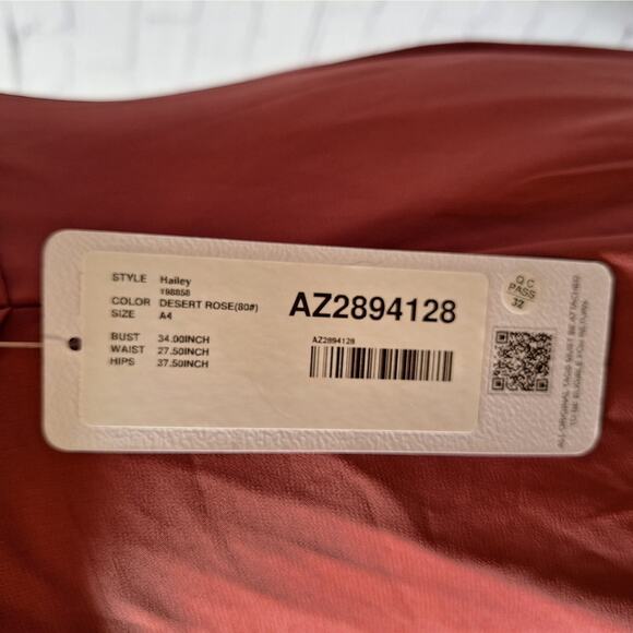 NWT $99 Azazie Hailey Dress, Size 4, Desert Rose Pink, Floor Length Sleeveless - Picture 9 of 11